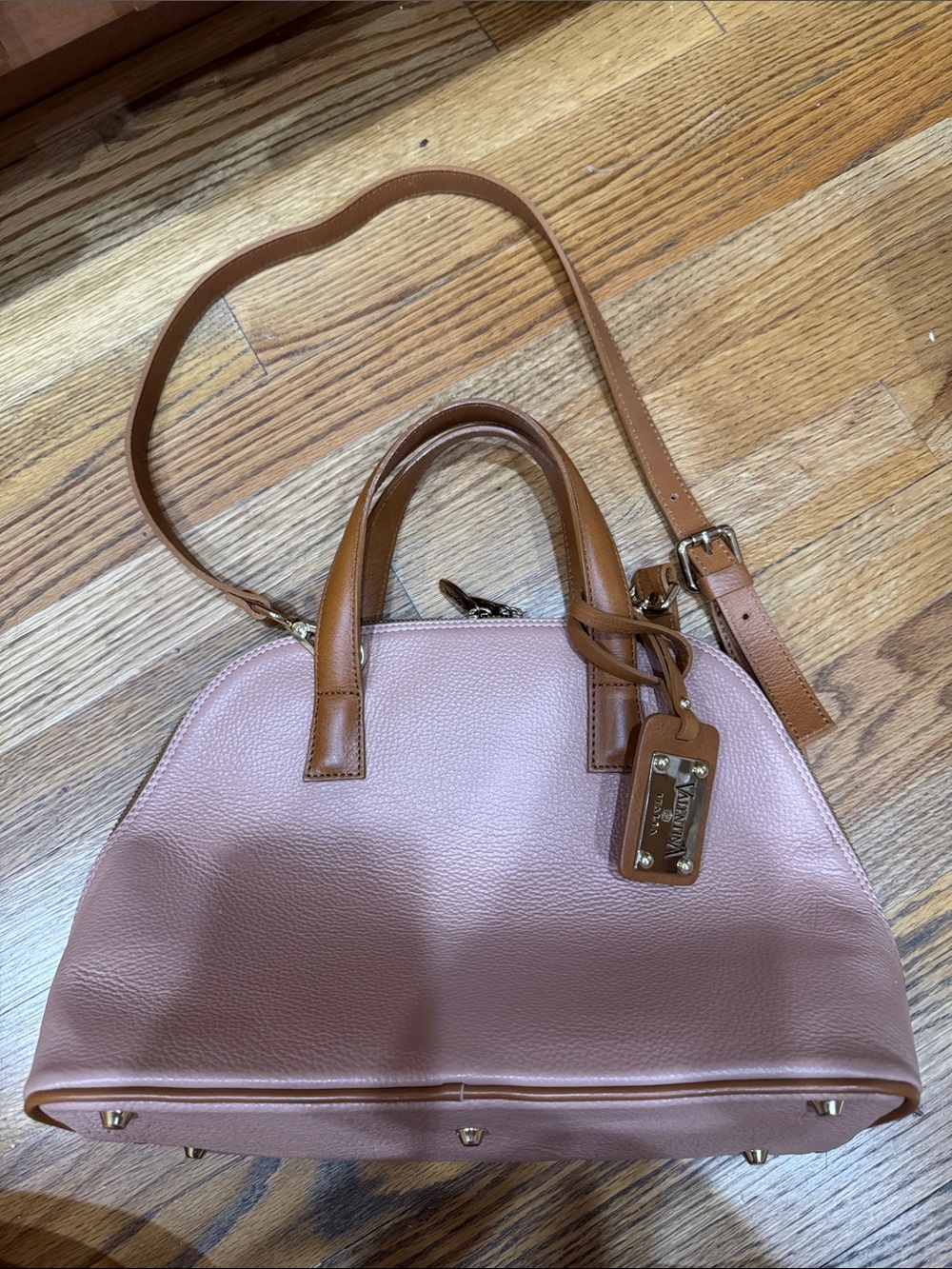 NWOT Valentina Pebbled Leather Retro Dome Satchel